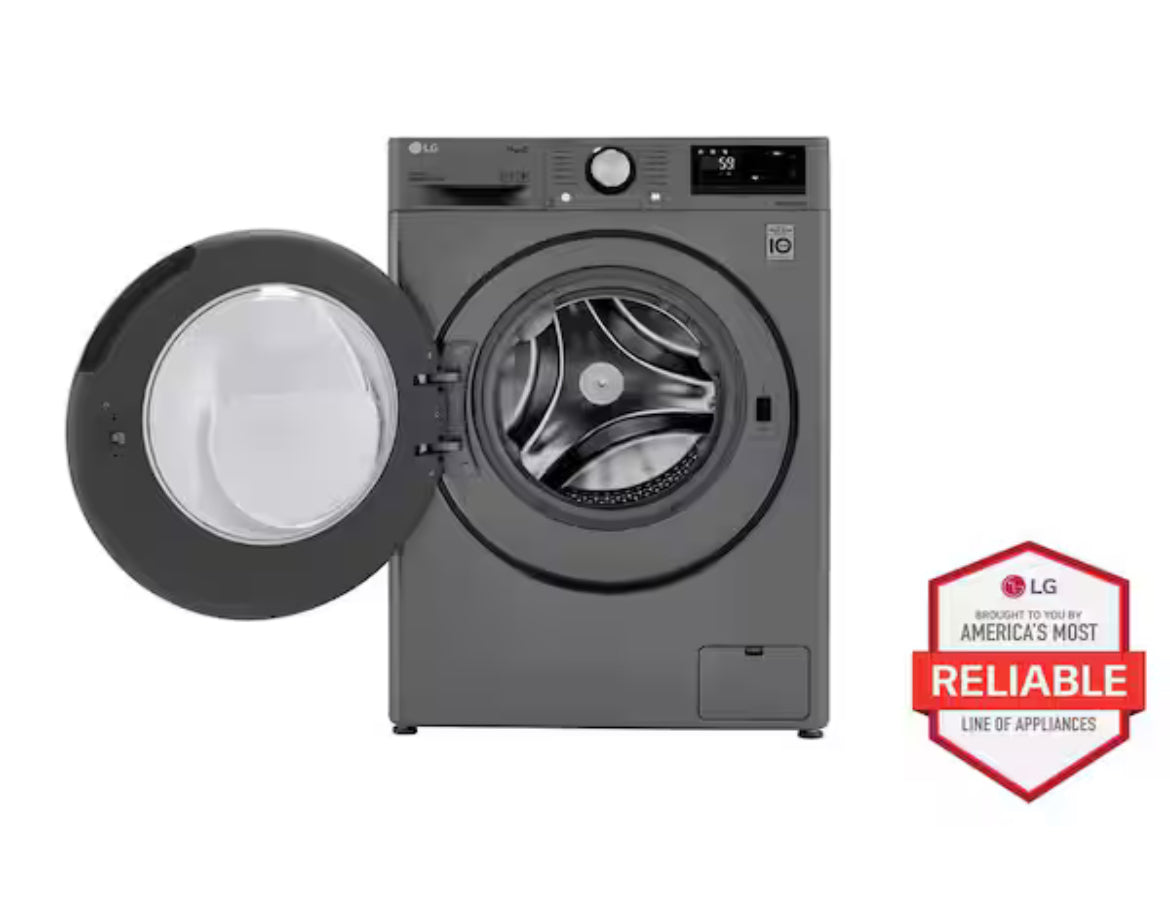 24 in. W 2.4 cu. ft. SMART All-in-One Compact Front Load Washer & Ventless Dryer Combo in Graphite Steel with Steam *Slightly Used*