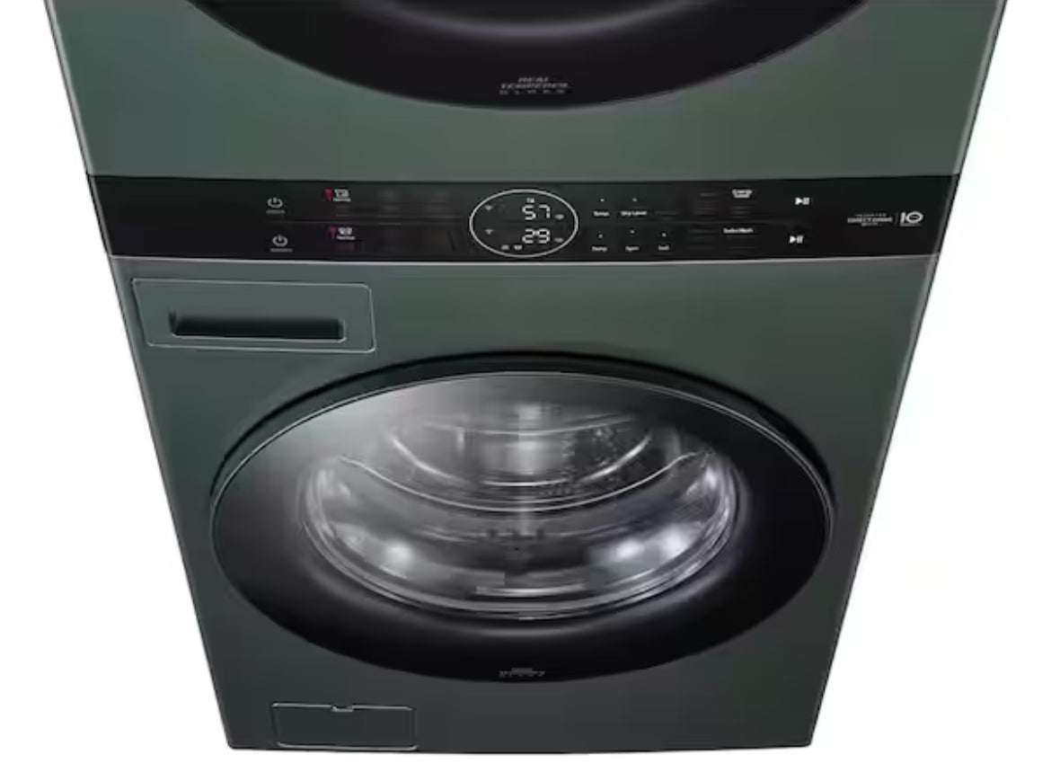 WashTower Stacked SMART Laundry Center 4.5 Cu.Ft. Front Load Washer & 7.4 Cu.Ft. Gas Dryer in Nature Green w/ Steam *Slightly Used*