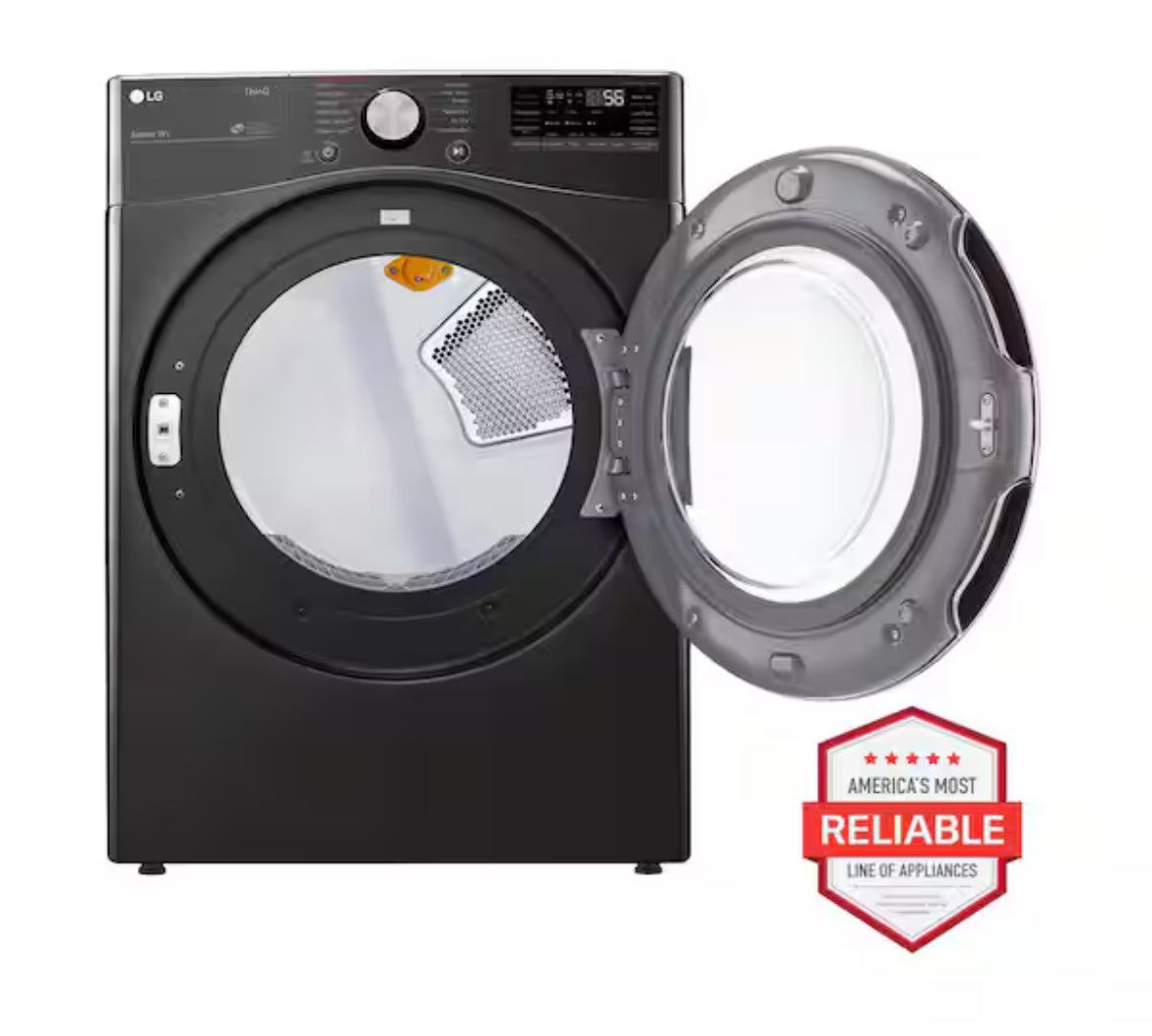 7.4 Cu. Ft. Vented SMART Stackable Gas Dryer in Black Steel with TurboSteam and Sensor Dry Technology