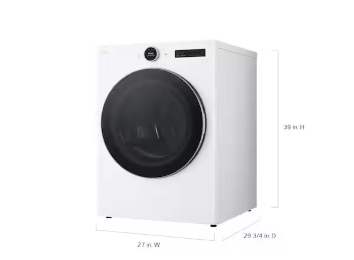 7.4 cu. ft. Vented Stackable SMART Gas Dryer in White with TurboSteam and AI Sensor Dry Technology