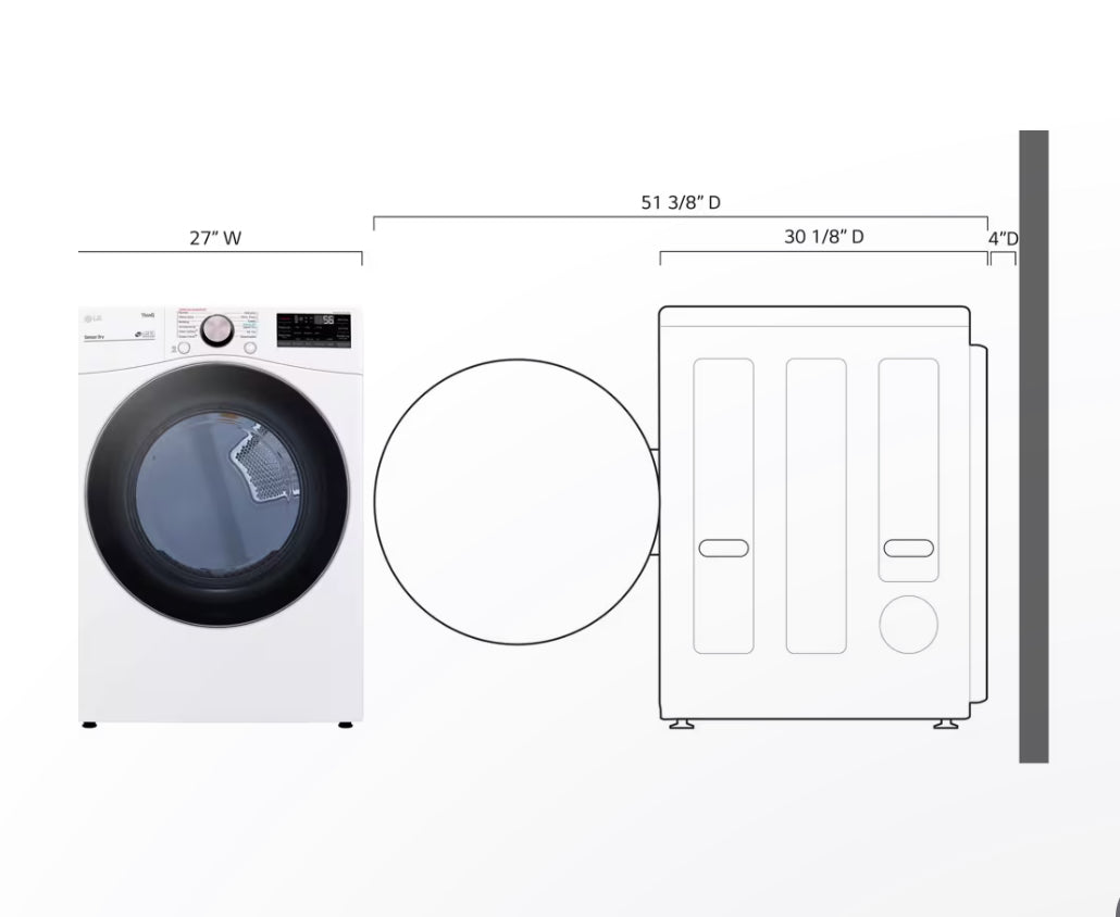 7.4 cu. ft. Large Capacity Front Load Gas Dryer - White
