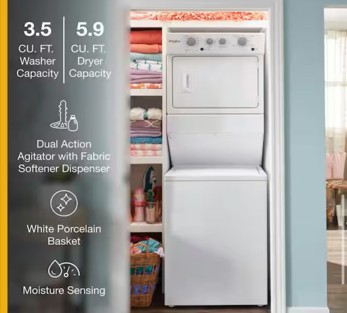 White Laundry Center with 3.5 cu. ft. Washer and 5.9 cu. ft. Electric Dryer with 9 Wash cycles and AUTODRY
