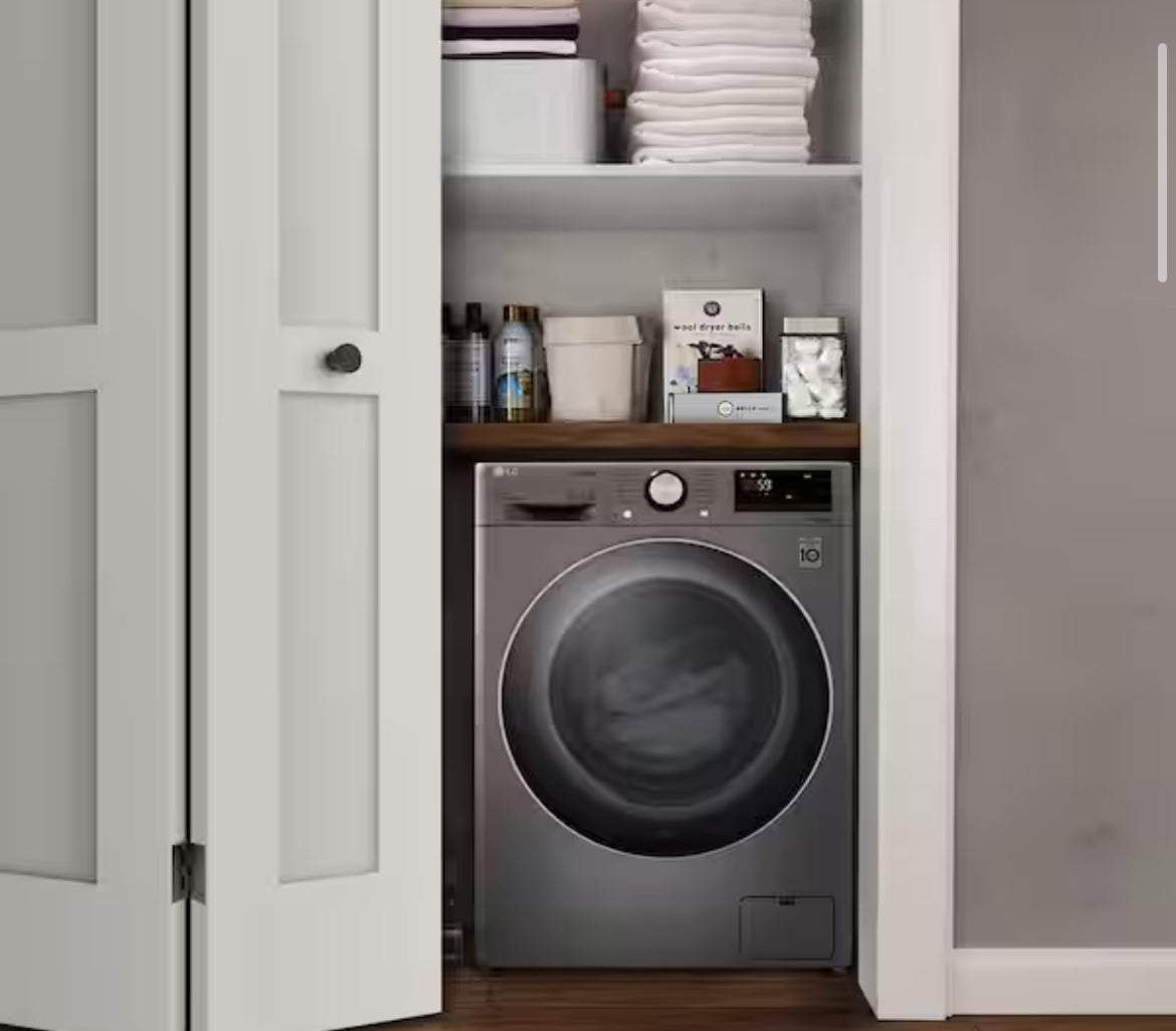 24 in. W 2.4 cu. ft. SMART All-in-One Compact Front Load Washer & Ventless Dryer Combo in Graphite Steel with Steam *Slightly Used*