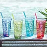 Member's Mark 4-Pack Tritan Hammered Tumblers with Lids and Straws Set