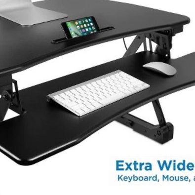 Mount-It! 6.25" - 17" Height Adjustable Sit Stand Desk Converter, Black (MI-7955)