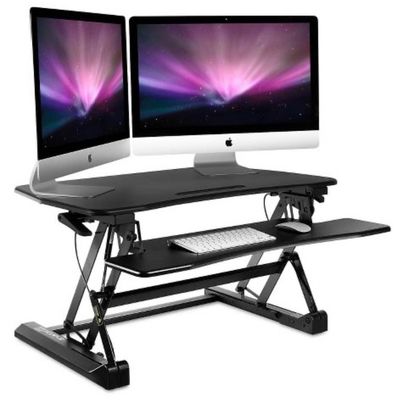 Mount-It! 6.25" - 17" Height Adjustable Sit Stand Desk Converter, Black (MI-7955)