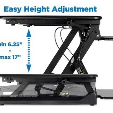 Mount-It! 6.25" - 17" Height Adjustable Sit Stand Desk Converter, Black (MI-7955)