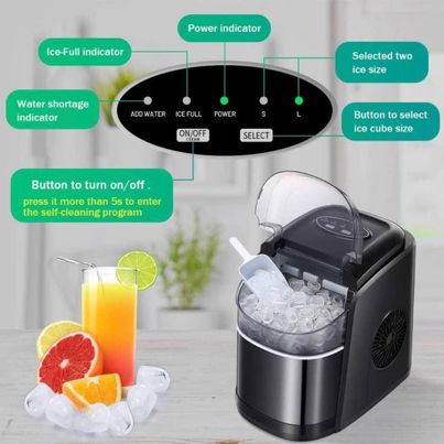 Kismile Countertop Ice Maker Machine,26Lbs/24H Compact Automatic Ice Makers,9 Cubes Ready in 6-8 Min