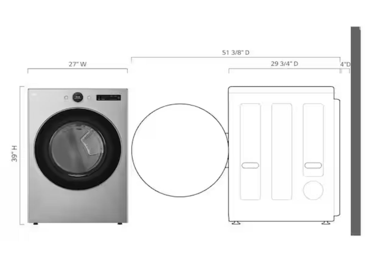 7.4 cu. ft. Vented Stackable SMART Gas Dryer in Graphite Steel with TurboSteam and AI Sensor Dry Technology *Slightly Used*