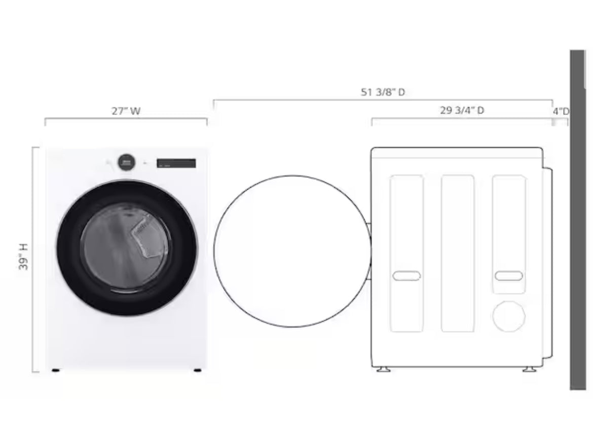 7.4 cu. ft. Vented Stackable SMART Gas Dryer in White with TurboSteam and AI Sensor Dry Technology