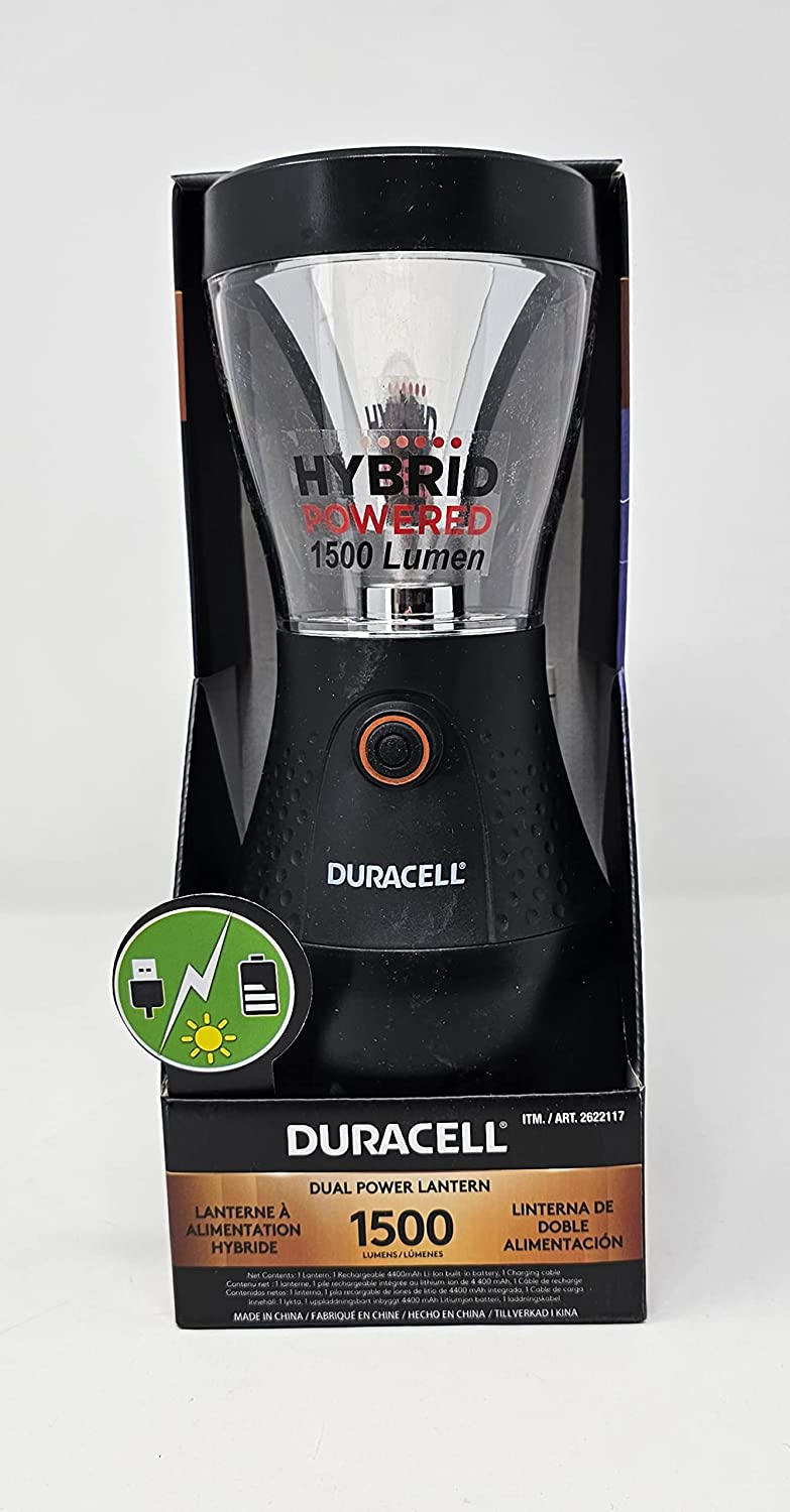 Duracell Dual Power Lantern 1500 Lumens with 5 Power Sources Available for Charging - 1 Lamp