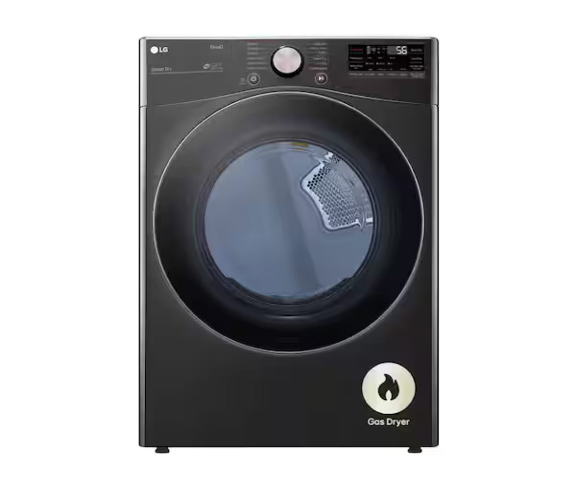 7.4 Cu. Ft. Vented SMART Stackable Gas Dryer in Black Steel with TurboSteam and Sensor Dry Technology
