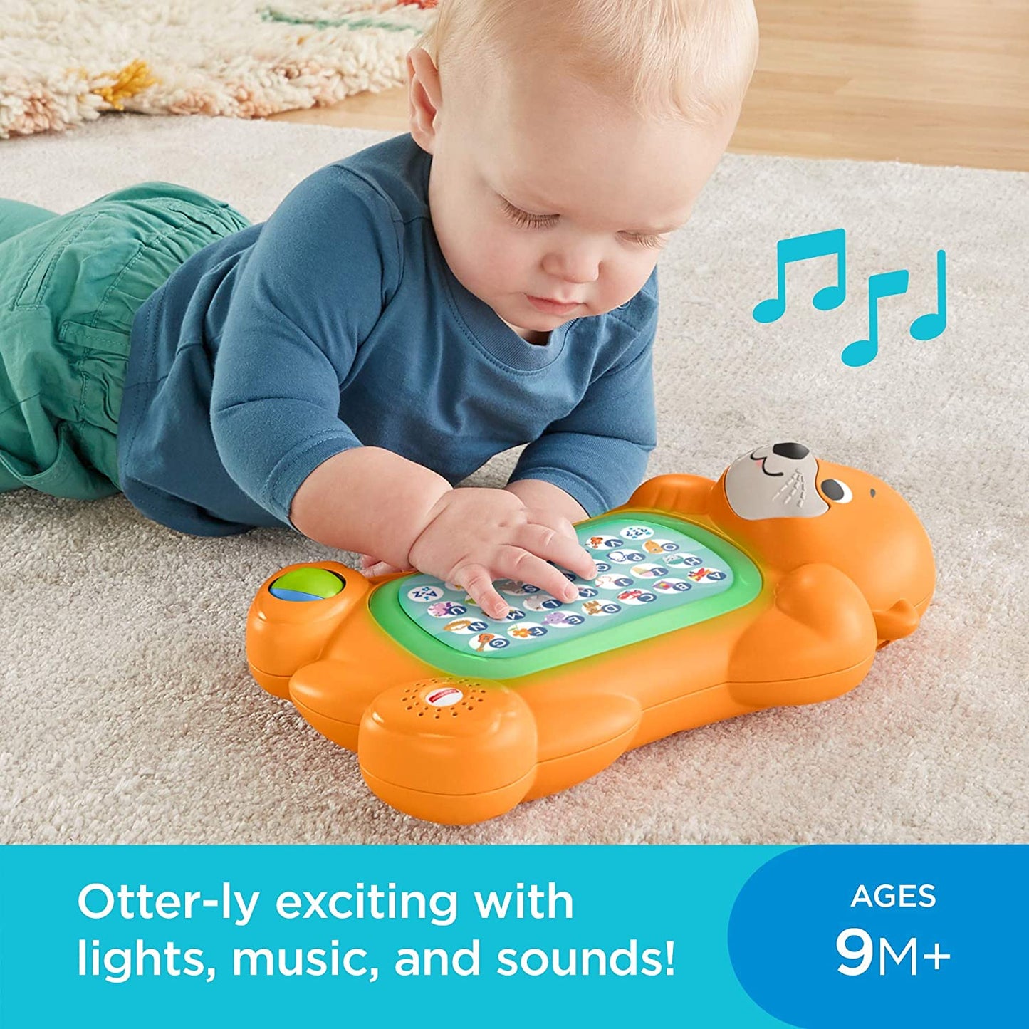 Fisher-Price Linkimals Baby Learning Toy A To Z Otter Keyboard With Interactive Music And Lights For Infants And Toddlers