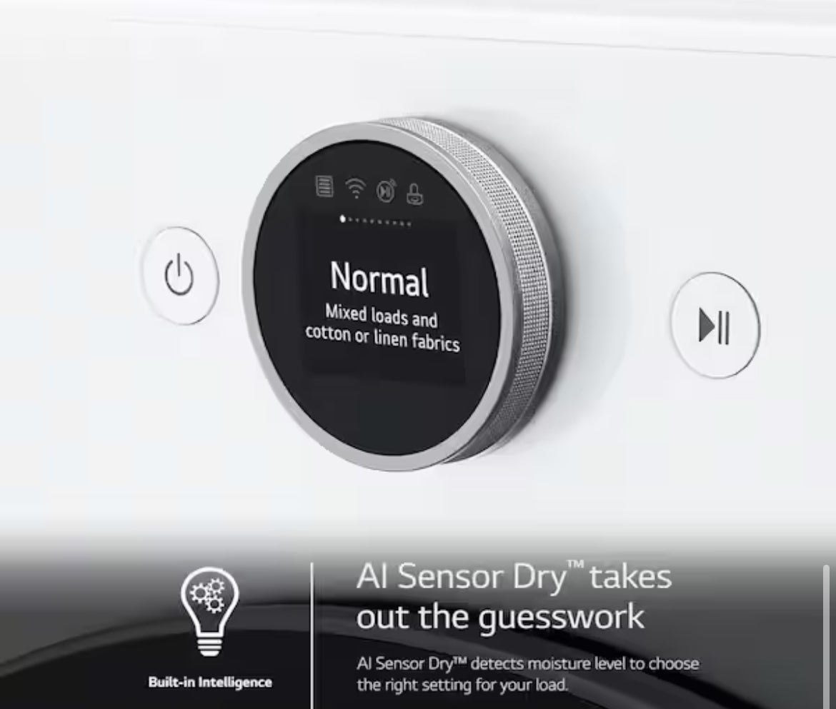 7.4 cu. ft. Vented Stackable SMART Gas Dryer in White with TurboSteam and AI Sensor Dry Technology