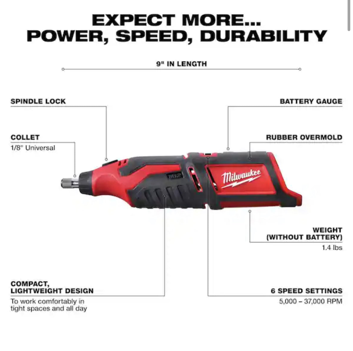 M12 12V Lithium-Ion Cordless Rotary Tool (Tool-Only)