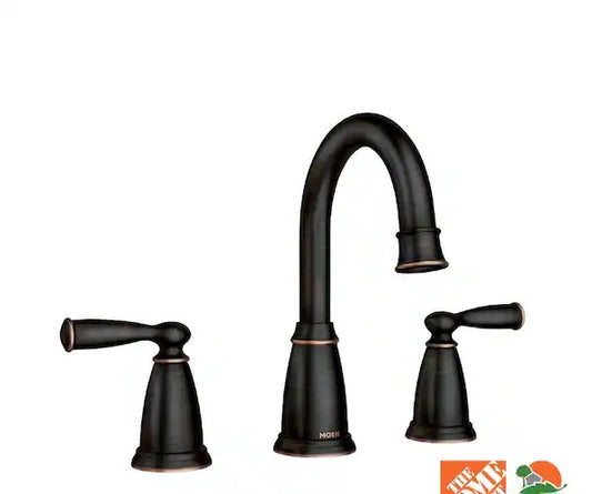 Banbury 8 in. Widespread Double Handle High-Arc Bathroom Faucet in Mediterranean Bronze (Valve Included)