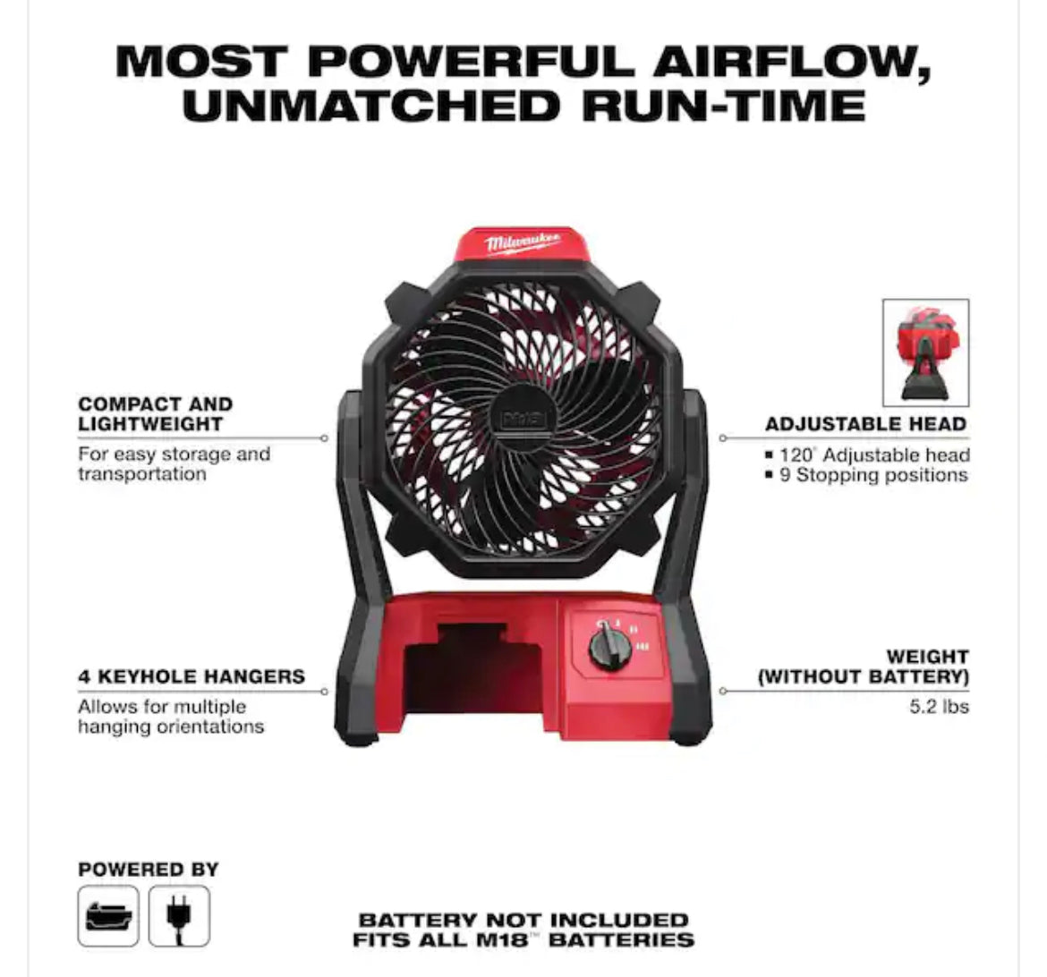 M18 18-Volt Lithium-Ion Cordless Jobsite Fan (Tool-Only)