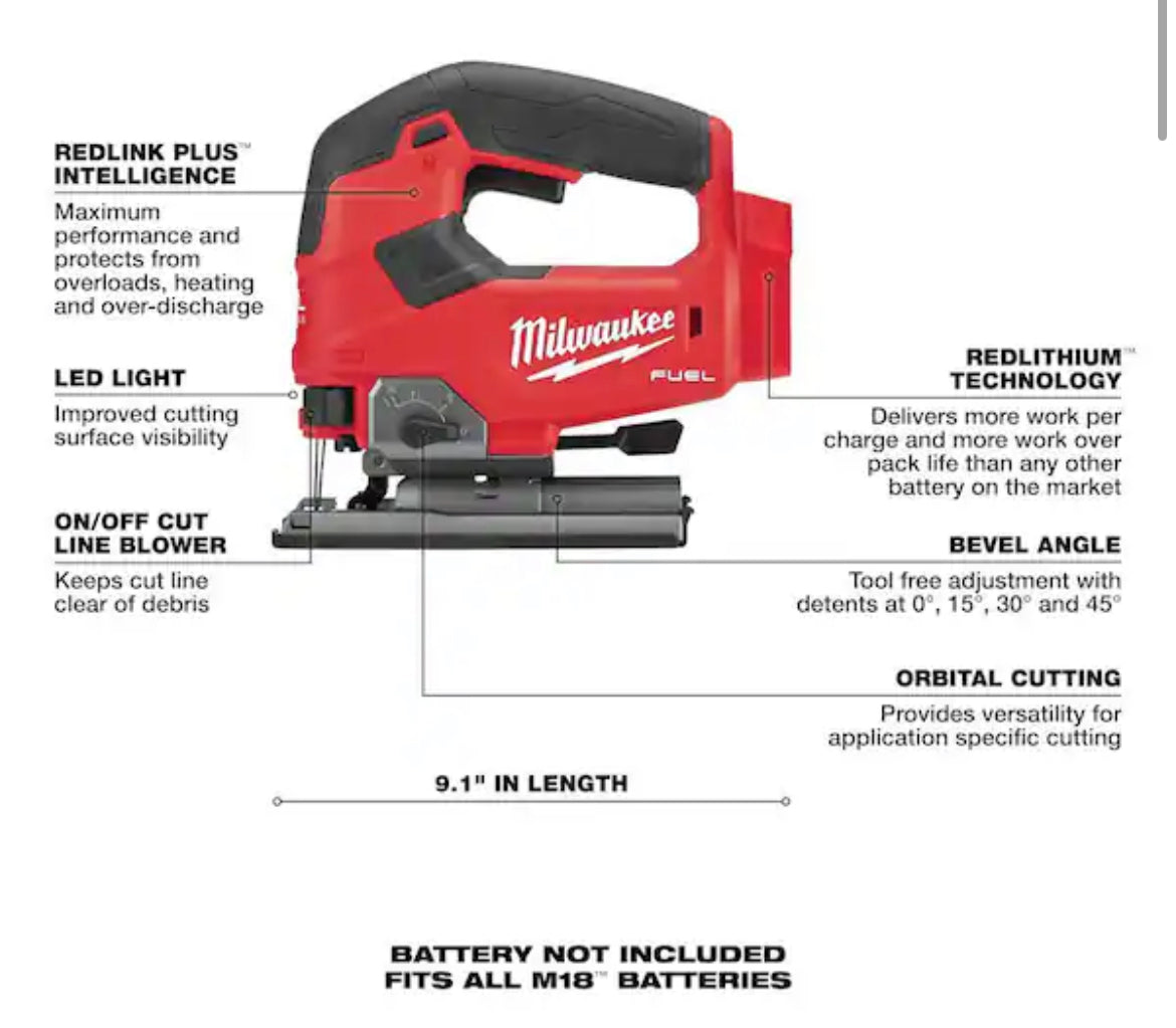 M18 FUEL 18V Lithium-Ion Brushless Cordless Jig Saw (Tool-Only) slightly used