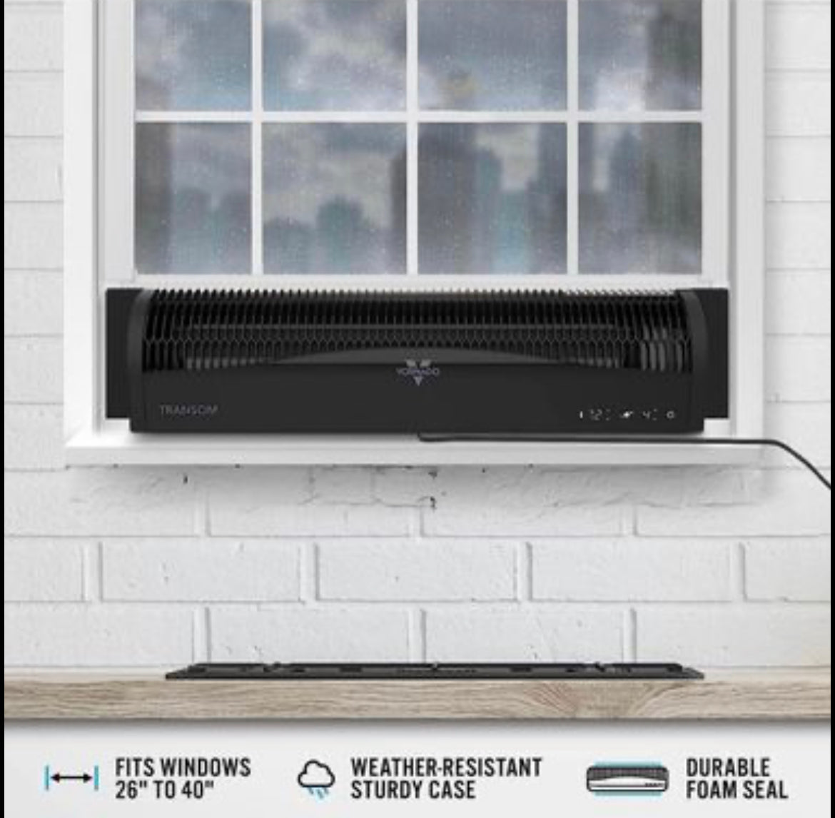 Vornado TRANSOM Window Fan with 4 Speeds, Remote Control, Reversible Exhaust Mode, Weather Resistant