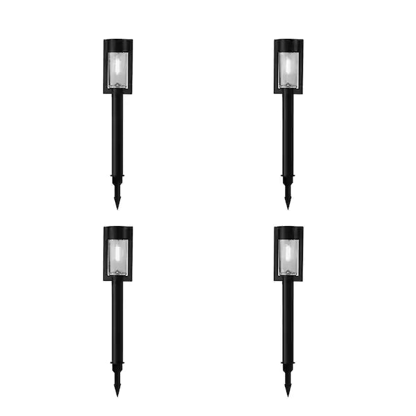 Clermont Solar Black LED 15 Lumens Modern Bollard Path Light Set with Vintage Bulb (4-Pack)