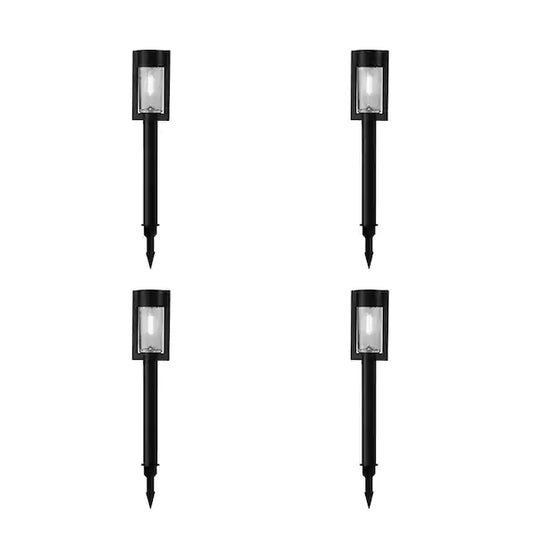 Clermont Solar Black LED 15 Lumens Modern Bollard Path Light Set with Vintage Bulb (4-Pack)