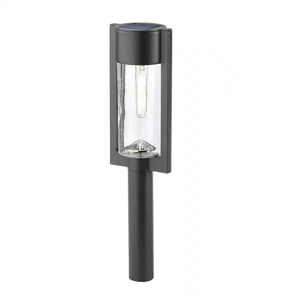 Clermont Solar Black LED 15 Lumens Modern Bollard Path Light Set with Vintage Bulb (4-Pack)