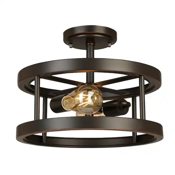 Moreland 13 in. 2-Light Oil-Rubbed Bronze Semi-Flush Mount