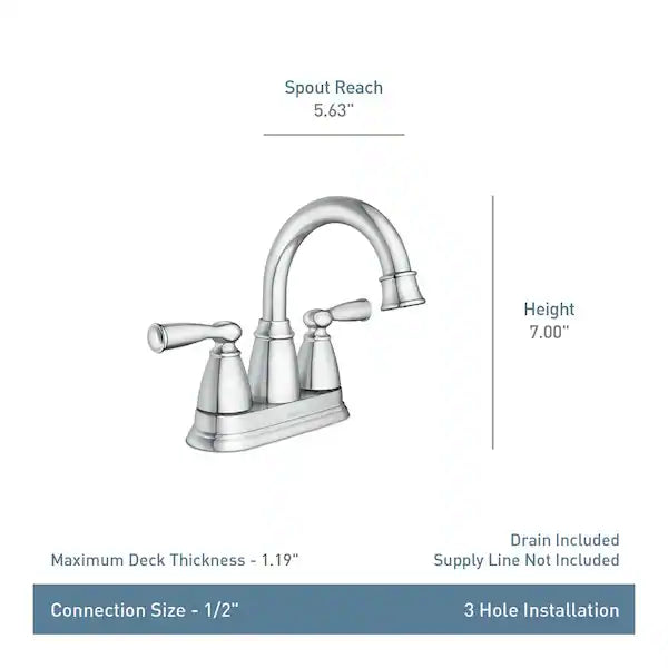 Banbury 4 in. Centerset 2-Handle Bathroom Faucet in Chrome