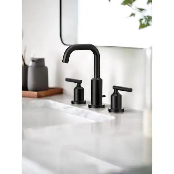 Gibson 8 in. Widespread 2-Handle High-Arc Bathroom Faucet Trim Kit in Matte Black (Valve Not Included)