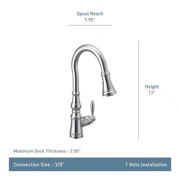 Weymouth Single-Handle Pull-Down Sprayer Kitchen Faucet with Reflex in Chrome