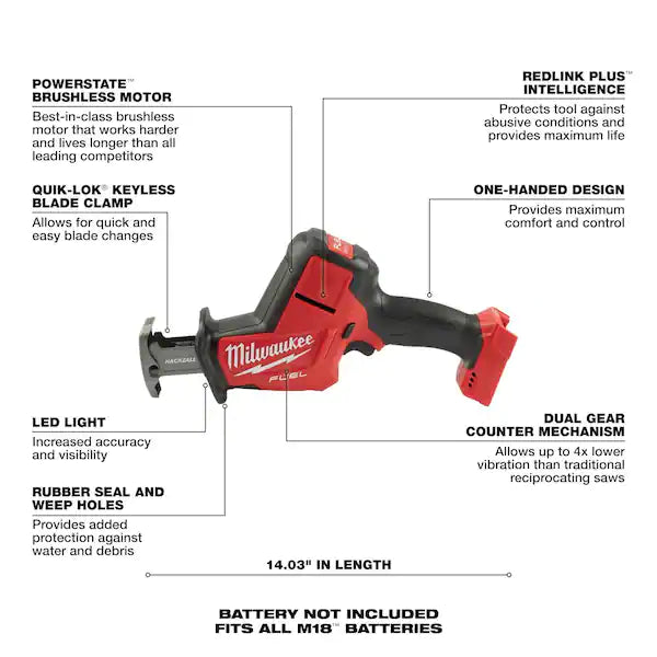 M18 FUEL 18V Lithium-Ion Brushless Cordless HACKZALL Reciprocating Saw (Tool-Only) [USED]