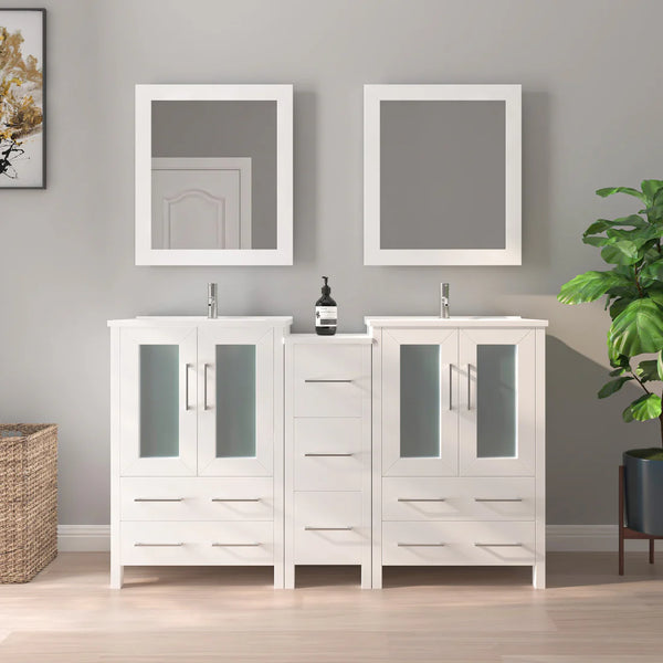 60 inch W double bathroom vanity