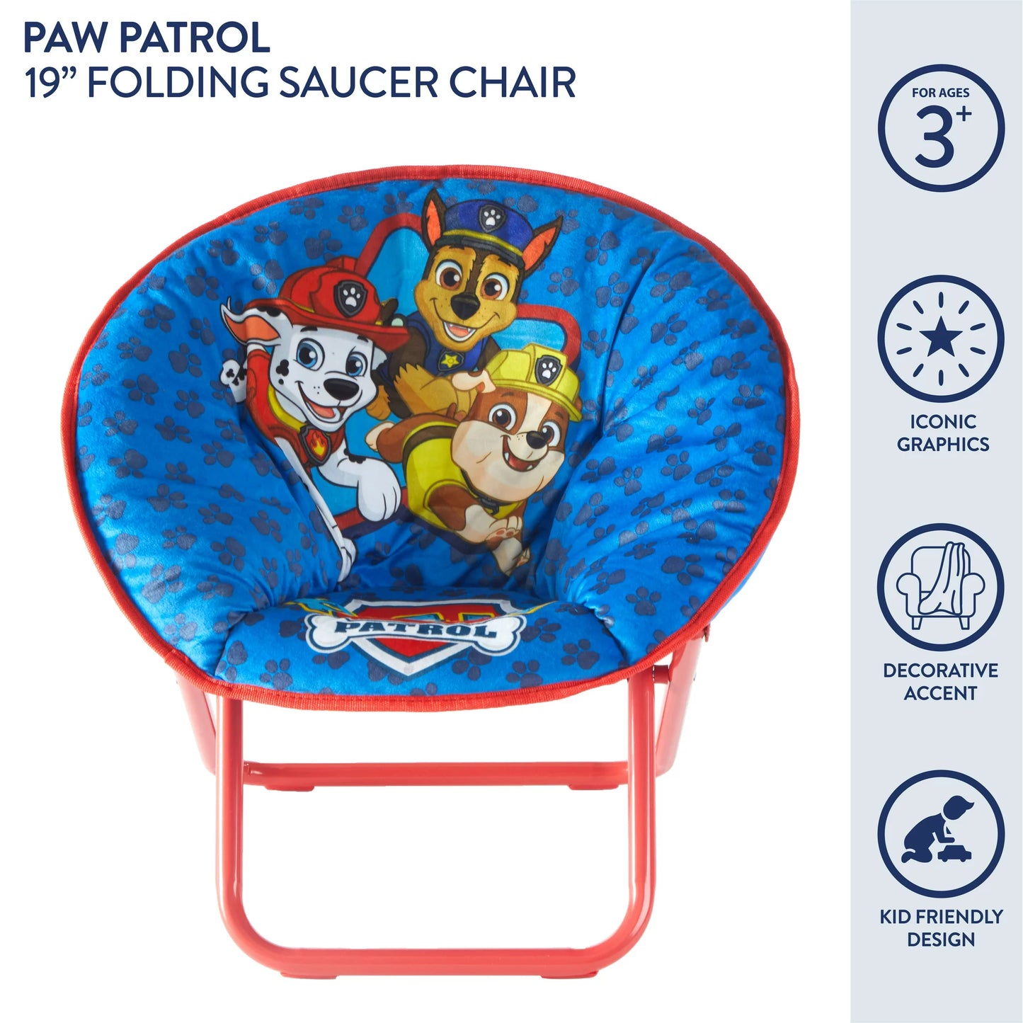 Nickelodeon's Paw Patrol 19" Toddler Mini Saucer Chair, Blue Polyester