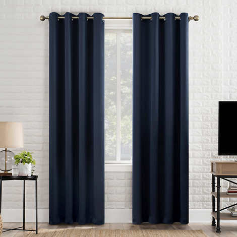 SunZero Curtains Dark Blue One Panel Pair 104 x 96in