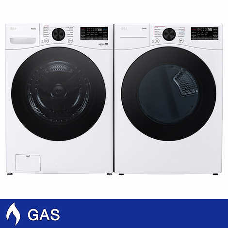 LG 4.5 cu. ft. Front Load Washer with TurboWash 360 and 7.4 cu. ft. GAS Dryer with TurboSteam and Built-In Intelligence