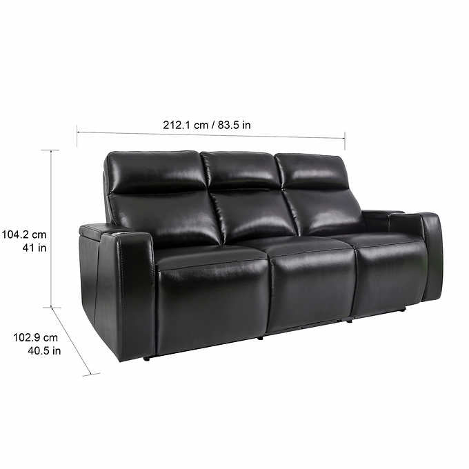 Renaissance Leather Power Reclining Sofa with Drop Down Table