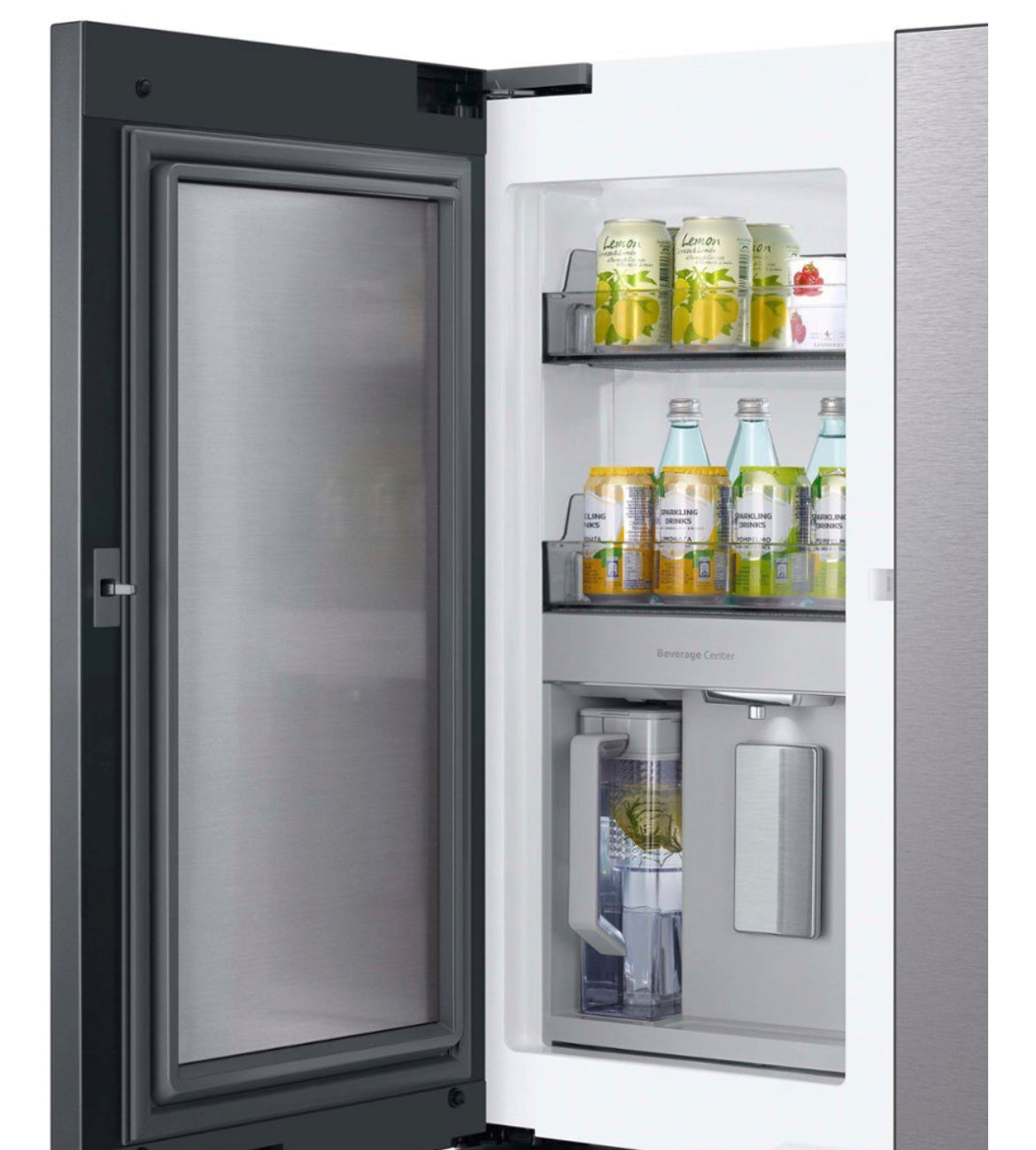 Samsung - 23 cu. ft. Bespoke Counter Depth 4-Door French Door Refrigerator with Beverage Center - Stainless steel