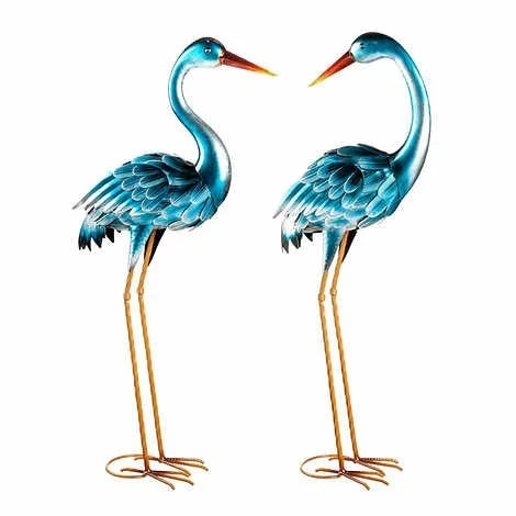 New 35” Blue Heron Statue Pair