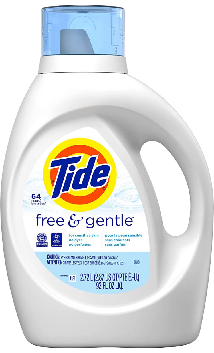 Tide Free & Gentle Liquid Laundry Detergent, 64 loads 92 fl oz