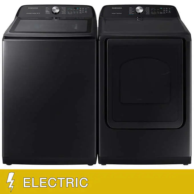 Samsung 5.0CuFt Top Load Washer with Super Speed and 7.4CuFt ELECTRIC Dryer with Steam Sanitize+