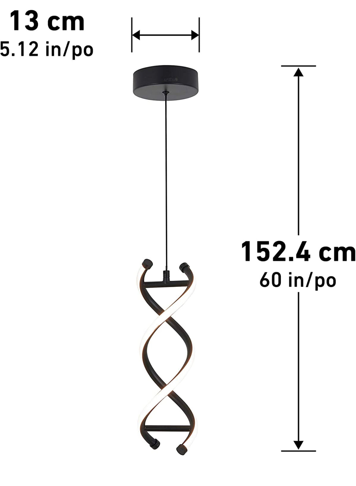 artika DNA 13W LED Modern Pendant Light Fixture, Black Finish Ideal for Dining Room, Kitchen Island Light