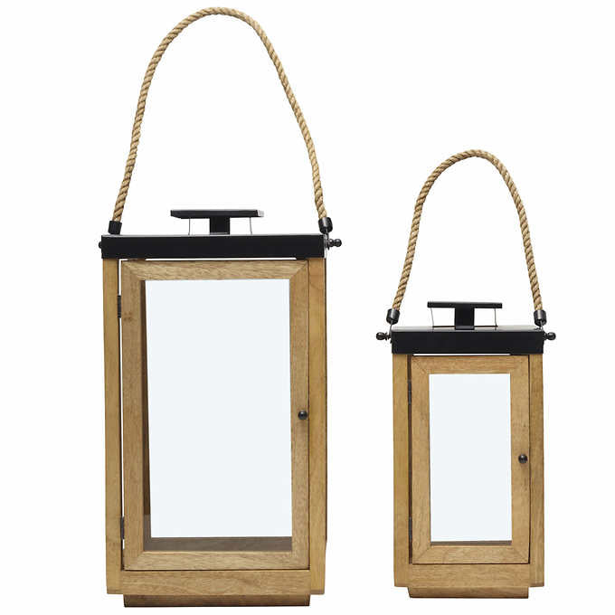 Mikasa Mango Wood Lantern Set, 2-piece