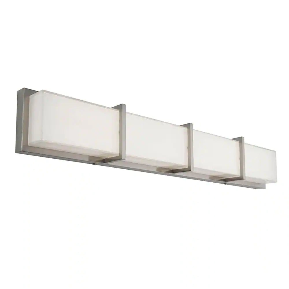 Subway 35 in. 4-Light Integrated LED Stainless Steel Modern Bath Vanity Light Bar Wall Fixture for Bathroom Mirror