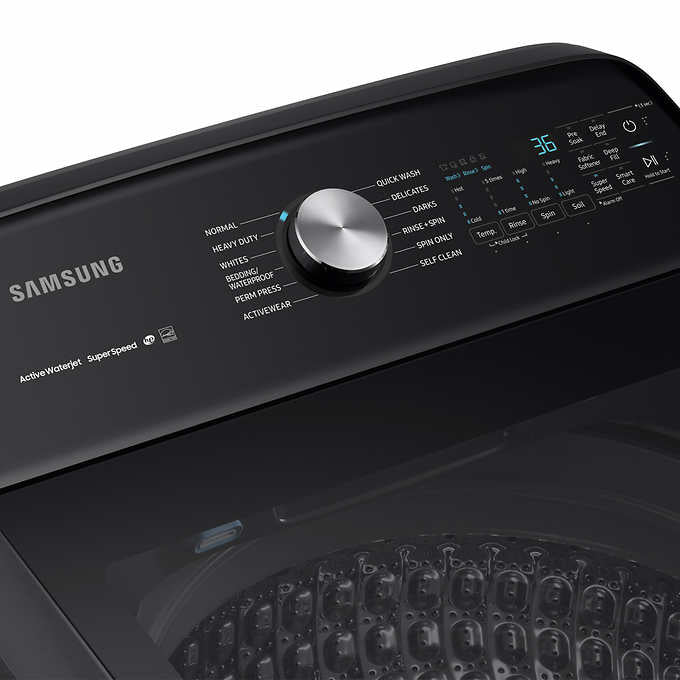 Samsung 5.0CuFt Top Load Washer with Super Speed and 7.4CuFt ELECTRIC Dryer with Steam Sanitize+