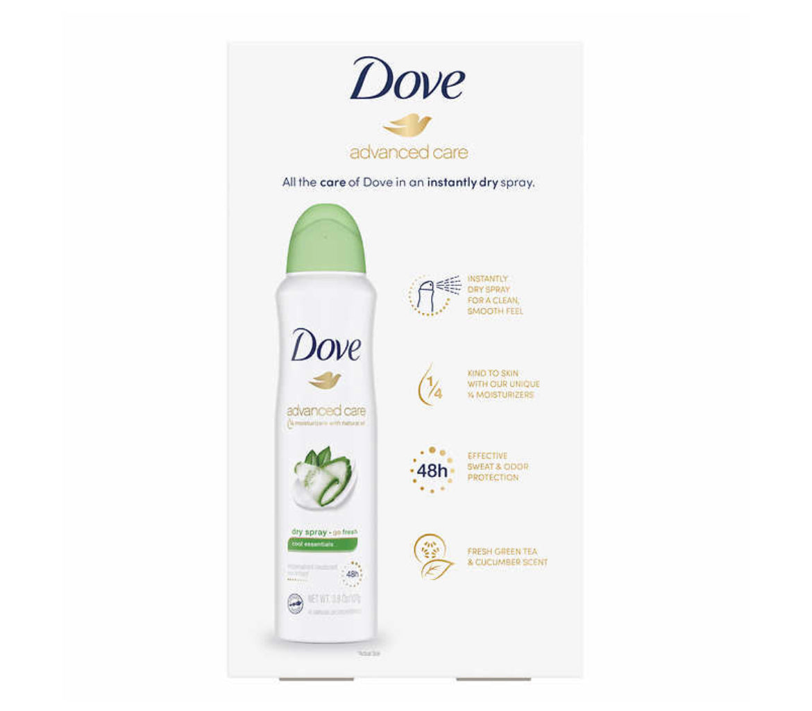 Dove Cool Essentials Dry Spray 3.8 oz, 3-pack