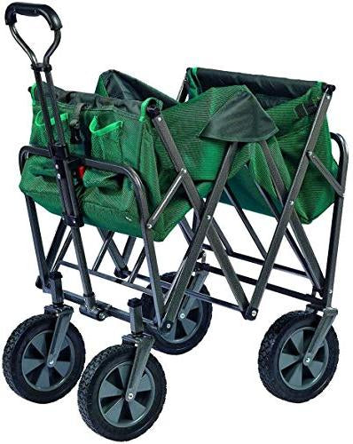 Folding 4 Wheel Wagon Chariot Trolley Foldable Collapsible Cart (Green)