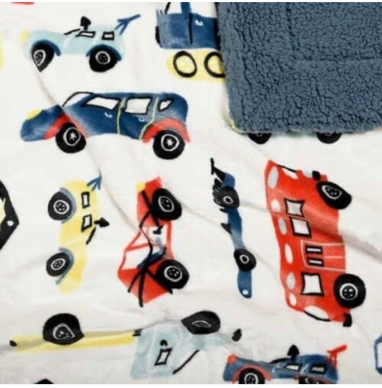 Life Comfort Kids Ultimate Sherpa Fleece Blanket Cars Blue