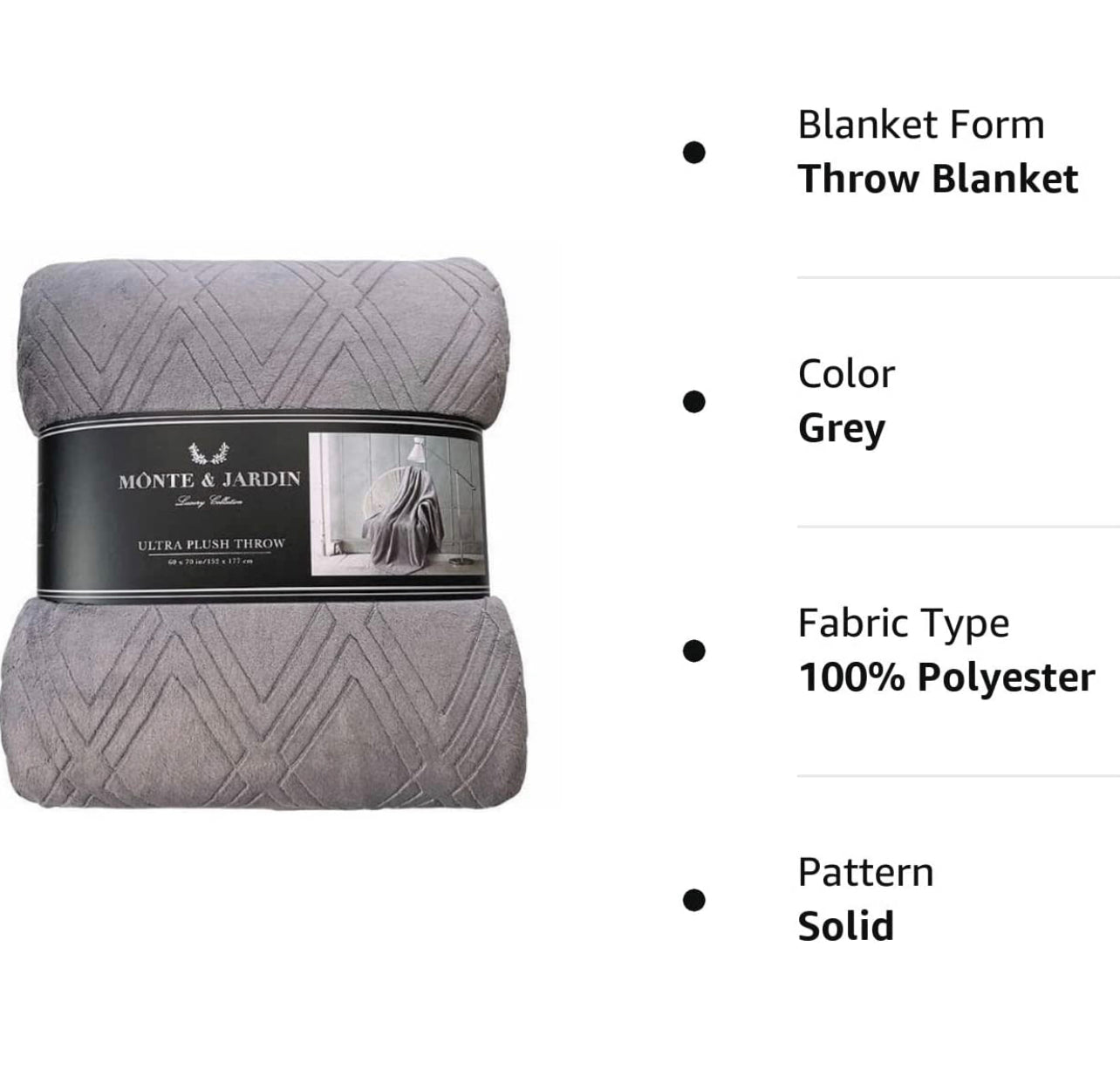 Monte & Jardin Luxury Collection Ultra Plush, Cozy, & Soft Throw, Heavy Weight for Extra Warmth 60 X 70in (Grey)