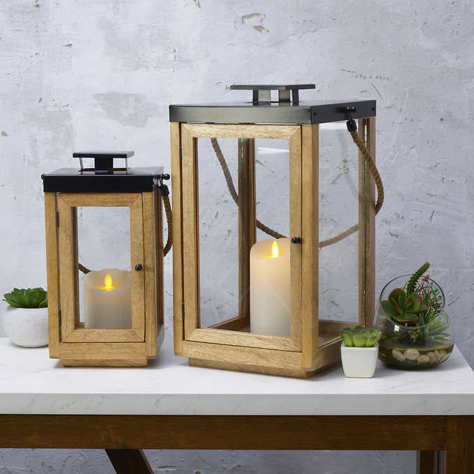 Mikasa Mango Wood Lantern Set, 2-piece