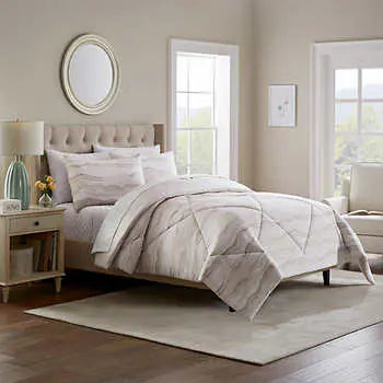 Style Decor 6-piece Comforter and Coverlet Set, Agate Stripe Neutral